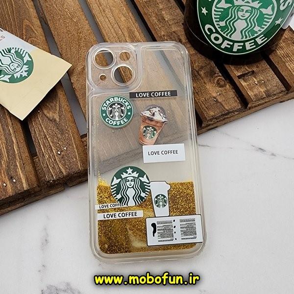 قاب گوشی iPhone 14 آیفون طرح آکواریومی اورجینال مدل استارباکس STARBUCKS محافظ لنزدار رنگ طلایی کد 77